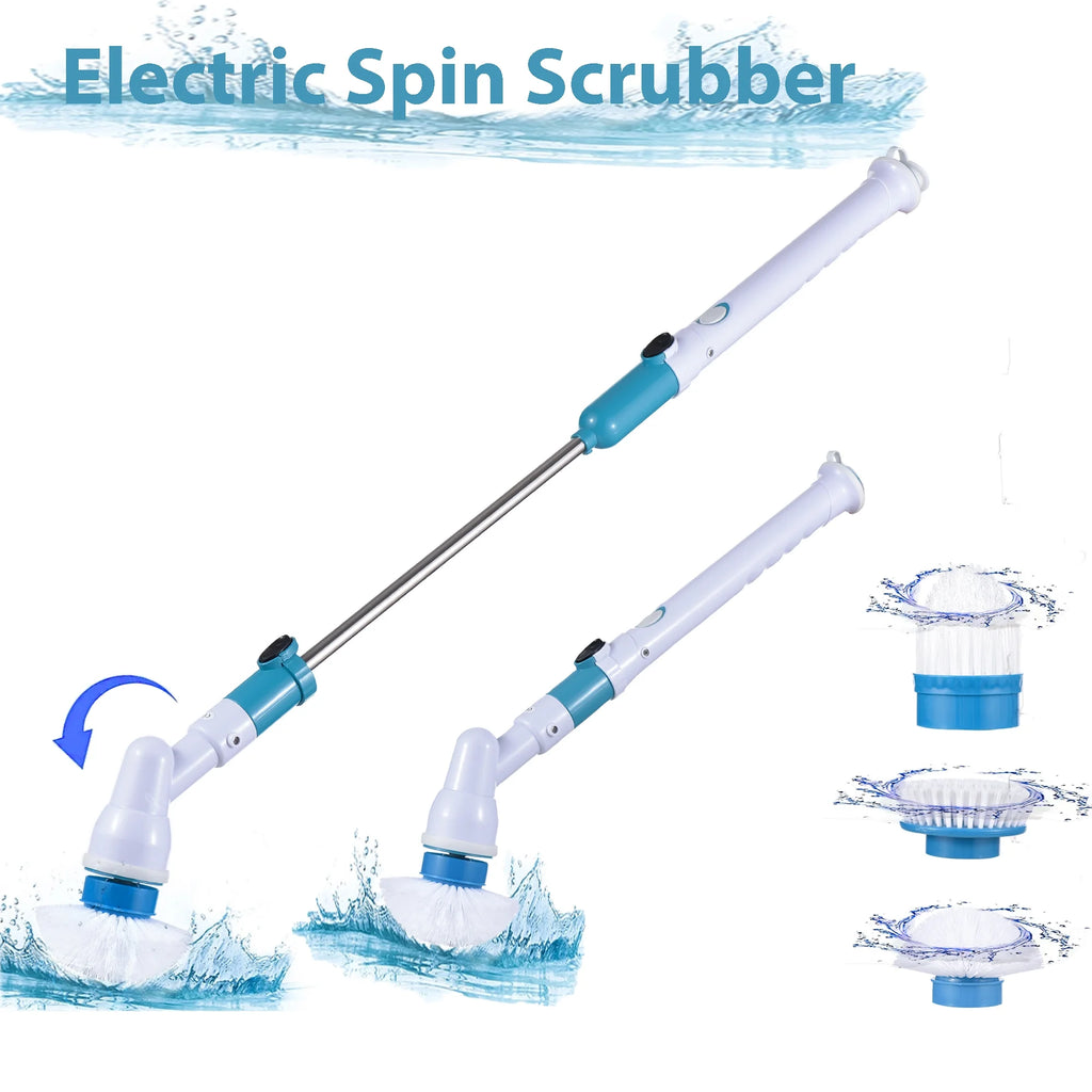 Electric Spin Scrubber,4000Mah Electric Scrubber with 3 Brush Heads Adjustable Extension Handle Power Scrubber for Bathroom Bathtub Wall Floor