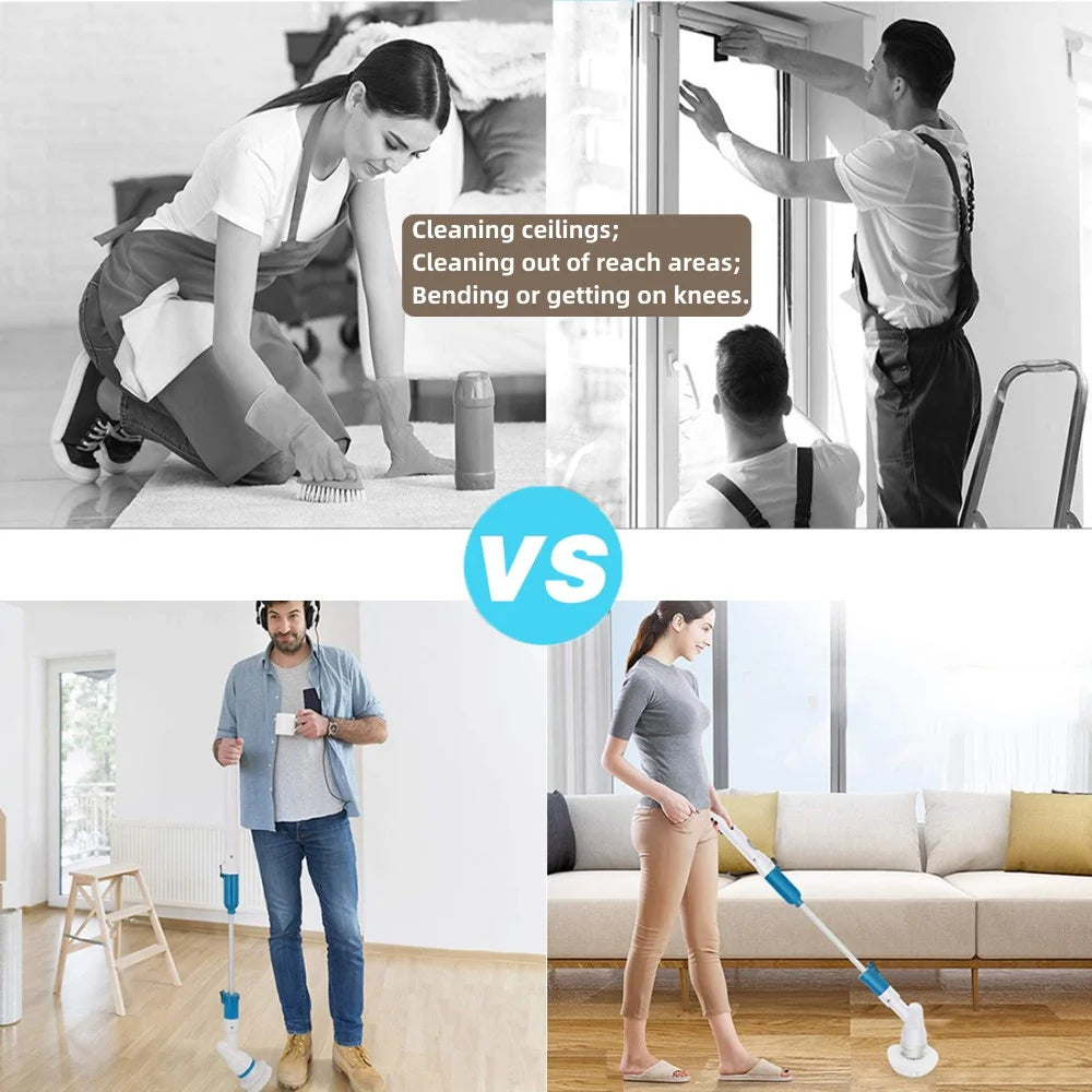 Electric Spin Scrubber,4000Mah Electric Scrubber with 3 Brush Heads Adjustable Extension Handle Power Scrubber for Bathroom Bathtub Wall Floor