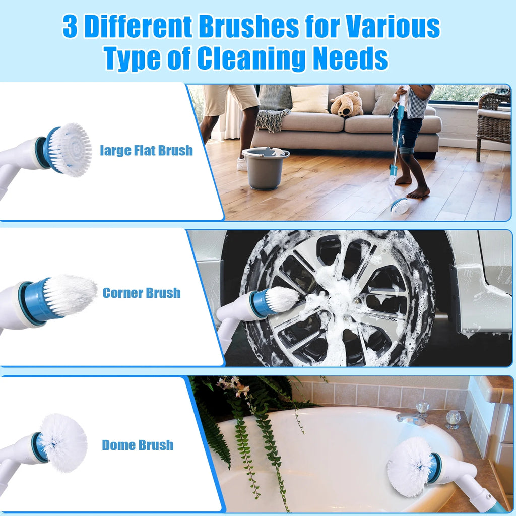Electric Spin Scrubber,4000Mah Electric Scrubber with 3 Brush Heads Adjustable Extension Handle Power Scrubber for Bathroom Bathtub Wall Floor