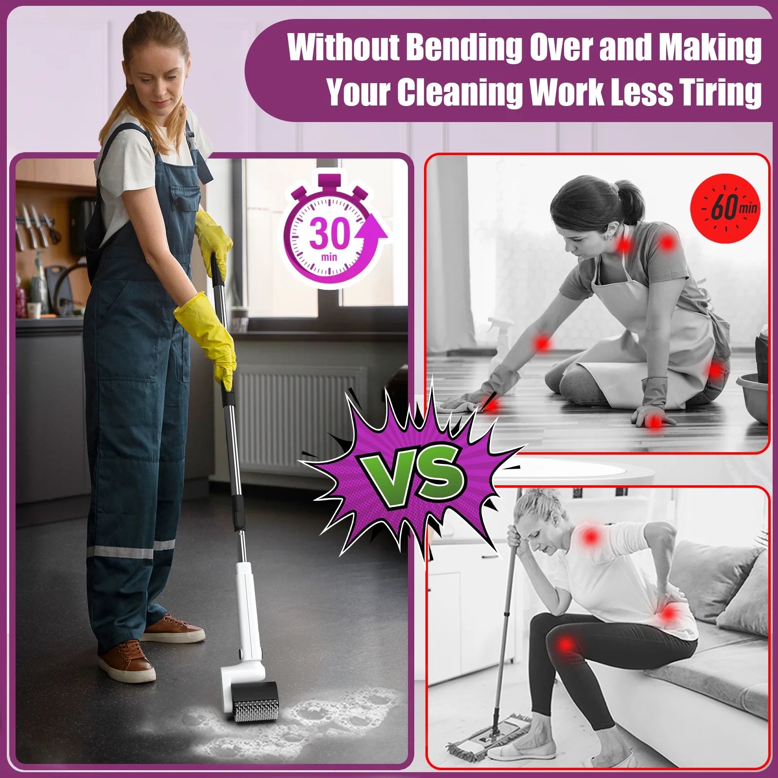 Electric Spin Scrubber, 2025 New Roller-Type IPX7 Waterproof Bathroom Cleaner Brush,Cordless Shower Scrubber