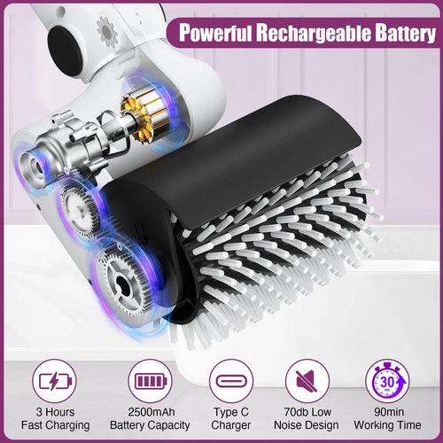 Electric Spin Scrubber, 2025 New Roller-Type IPX7 Waterproof Bathroom Cleaner Brush,Cordless Shower Scrubber